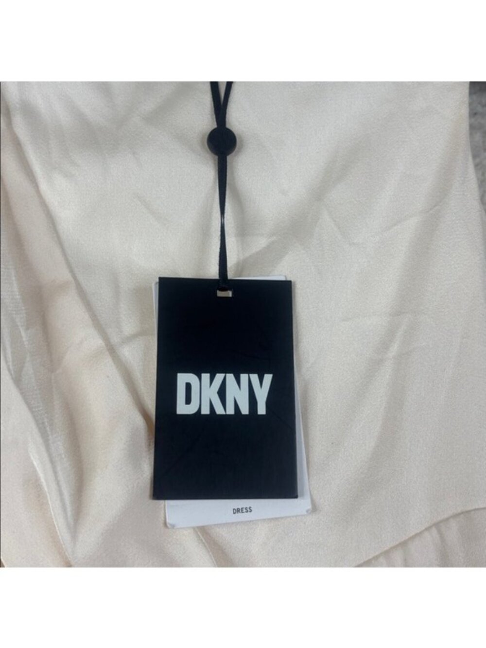 NWT DKNY Womens Cream Asymmetric Pleated Bodice Ruffle Dress Petite Size 0P - Picture 13 of 16